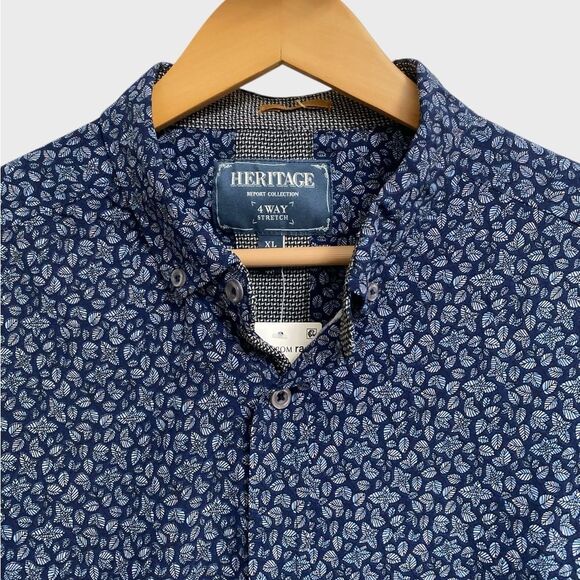 NWT Heritage by Report Collection Floral Printed Button-Down Shirt Men's XL Blue - Picture 4 of 15